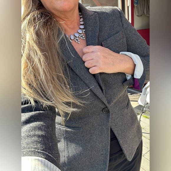 14 Banana Republic grey wool blazer w 1 front button & 3 outside pockets EUC - Picture 1 of 12